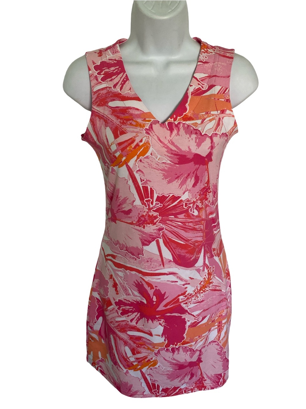 Ana Clare Sleeveless Pink Floral V-Neck Dress XS